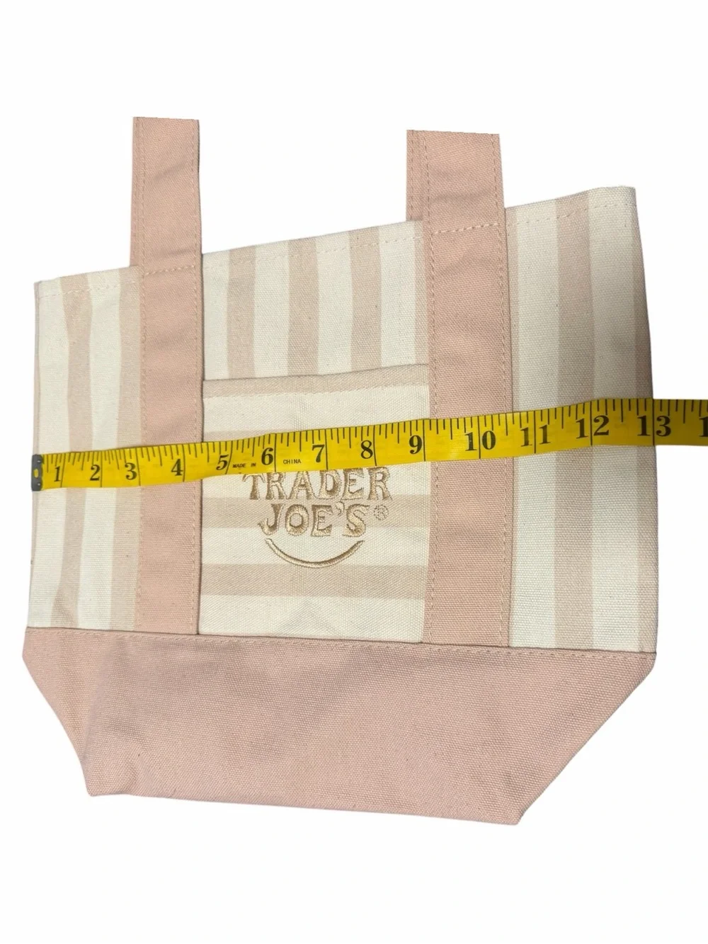 Trader Joe’s Light Brown and White Stripe Canvas Tote Bag - Picture 2 of 3